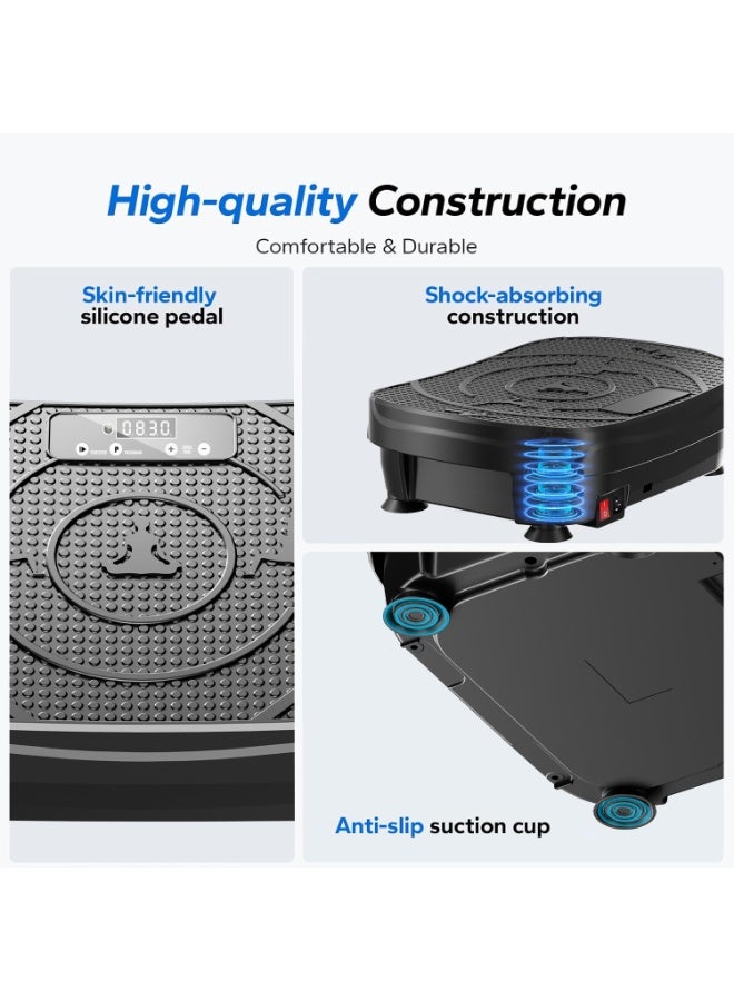 أسيف معدل الاهتزاز للرياض - منصة الاهتزاز لحرق الدهون وال وشكلل الجسم - منصة حرق الدهون للجسم كامل - يدعم بلوتوث مع خيارات ضعد متعددة - معدل رياضي محمول (أزرار القياسية + حبل سحب) - Image 2