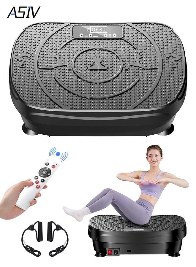 أسيف معدل الاهتزاز للرياض - منصة الاهتزاز لحرق الدهون وال وشكلل الجسم - منصة حرق الدهون للجسم كامل - يدعم بلوتوث مع خيارات ضعد متعددة - معدل رياضي محمول (أزرار القياسية + حبل سحب) - Image 1