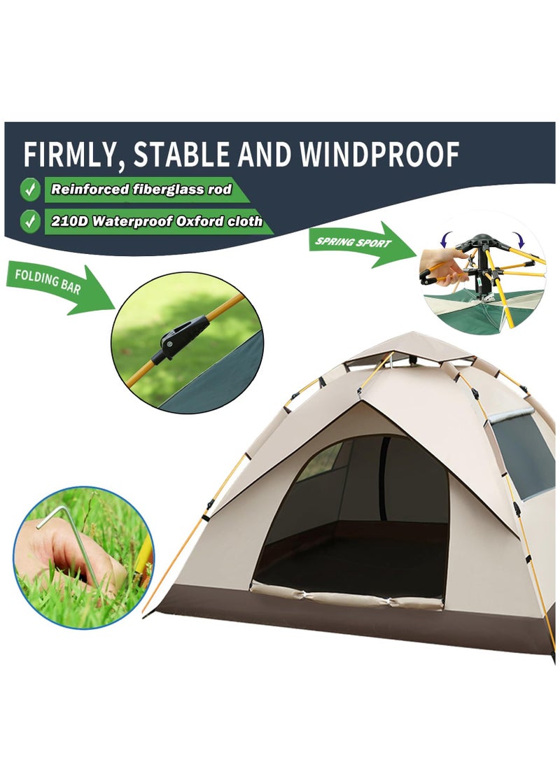 Arabest 3-4 Person Camping Tent 2 Windows 2 Doors 200*200*135cm  - Image 4