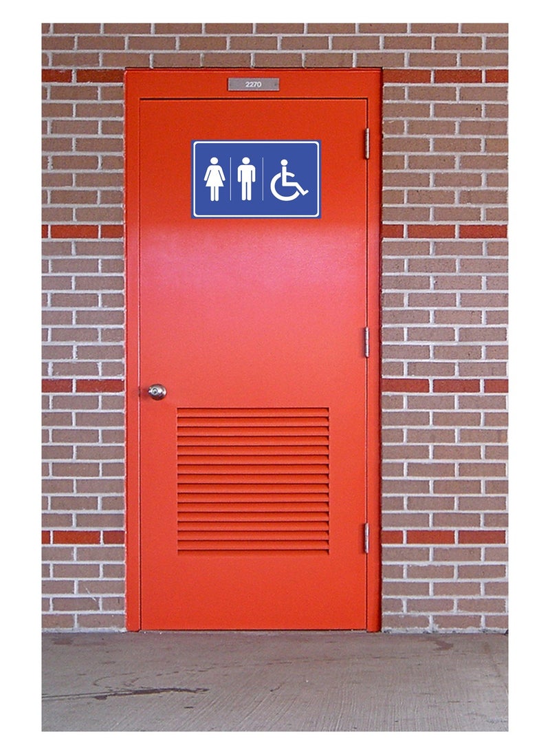 Generic Guidance Sign Vinyl Sticker For Bathroom Doors, for Mens Womens And Disabled Peoples Bathrooms, To Guide Toilet Doors And Home Walls Blue Color  - Image 4
