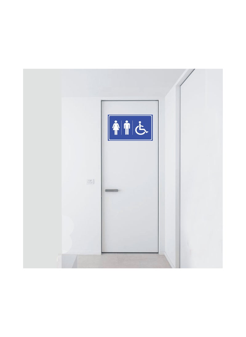 Generic Guidance Sign Vinyl Sticker For Bathroom Doors, for Mens Womens And Disabled Peoples Bathrooms, To Guide Toilet Doors And Home Walls Blue Color  - Image 2