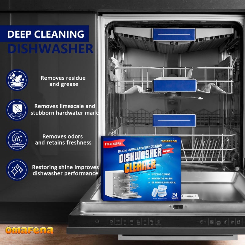 OmaFena Dishwasher Cleaner and Deodorizer Tablet -24Tablets Deep Cleaning Descaler for Dishwasher Machine - Remove Limescale,Odor,Smell,Mineral Buildup - Image 2