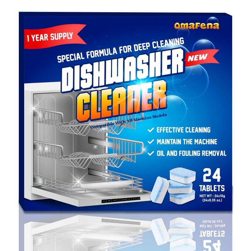 OmaFena Dishwasher Cleaner and Deodorizer Tablet -24Tablets Deep Cleaning Descaler for Dishwasher Machine - Remove Limescale,Odor,Smell,Mineral Buildup - Image 1