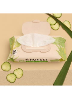 The Honest Company The Honest Company Hydrate + Cleanse Naturally Scented Wipes | Cleansing Multi-Tasking Wipes | 99% Water, Plant-Based, Hypoallergenic | Aloe + Cucumber, 60 Count  - Image 2