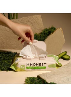 The Honest Company The Honest Company Hydrate + Cleanse Naturally Scented Wipes | Cleansing Multi-Tasking Wipes | 99% Water, Plant-Based, Hypoallergenic | Aloe + Cucumber, 60 Count  - Image 4