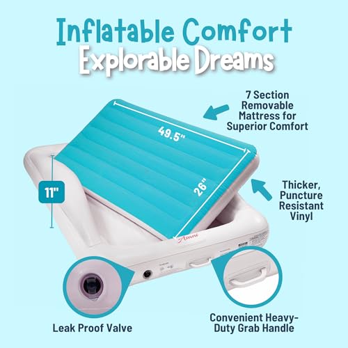 Asani Inflatable Toddler Travel Bed, Electric Pump, Leakproof Air Mattress, Bumpers, Carry Case, Pillow - Fits Kids Up to 4ft - Blue | Portable, Foldable, Ideal for Camping & Sleepovers - Image 4