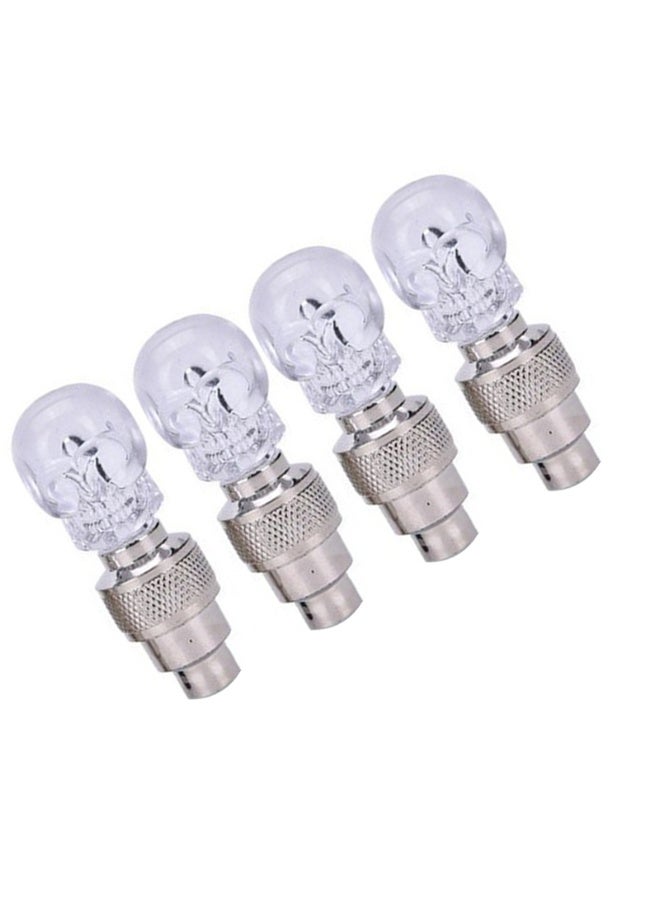 LED lights for car and bicycle valves, glow in the dark, modern, suitable for cars, bicycles, off-road vehicles and motorcycles (transparent skull light, 7 colors - 4 pieces) - Image 1