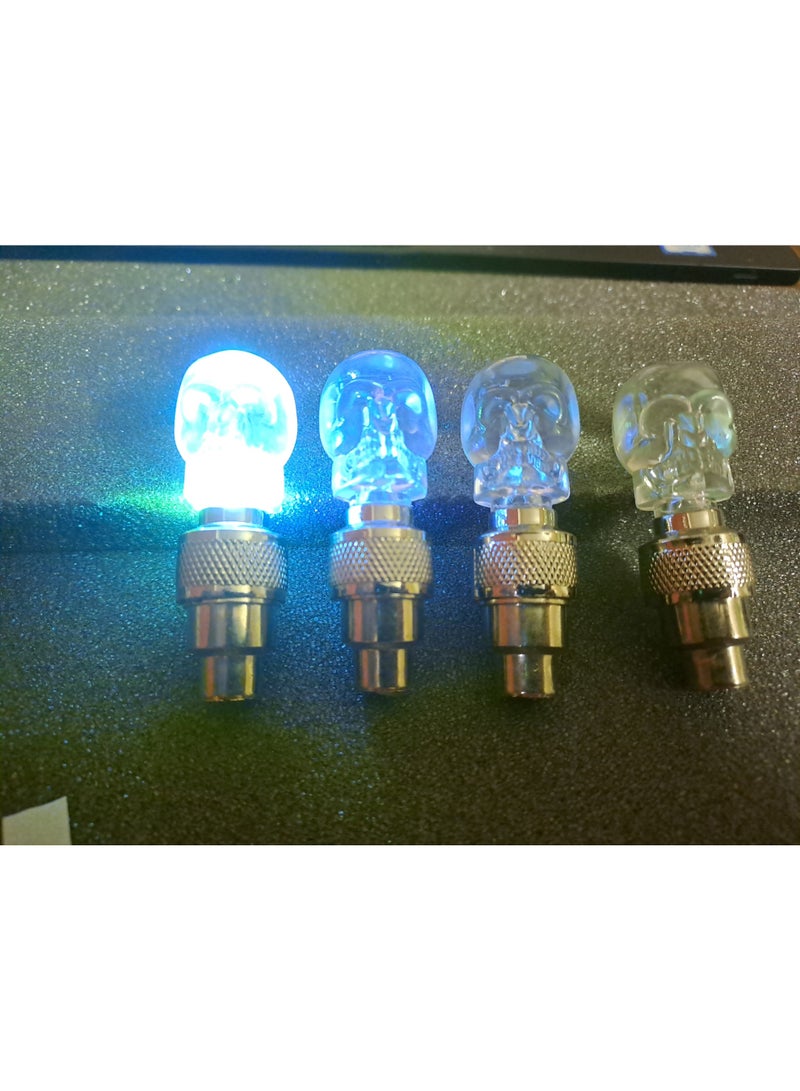LED lights for car and bicycle valves, glow in the dark, modern, suitable for cars, bicycles, off-road vehicles and motorcycles (transparent skull light, 7 colors - 4 pieces) - Image 5