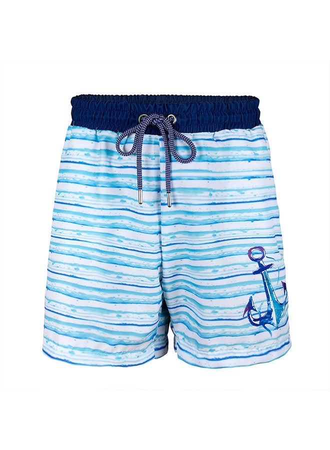 Anemoss Waves Men Swim Shorts with Elastic Drawstring Waistband Small - Image 1