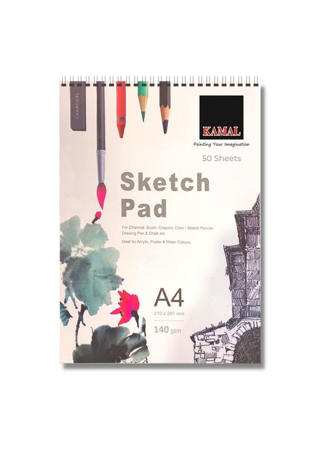 Kamal KAMAL Drawing and Sketch Pad for Artists, 120LB/140GSM Drawing pad, 50 Sheets/100 Pages Sketch Book for Alcohol Markers, Solvent Markers, Pencils, Charcoal, Pastels etc. (A4) Great Gift idea!  - Image 1
