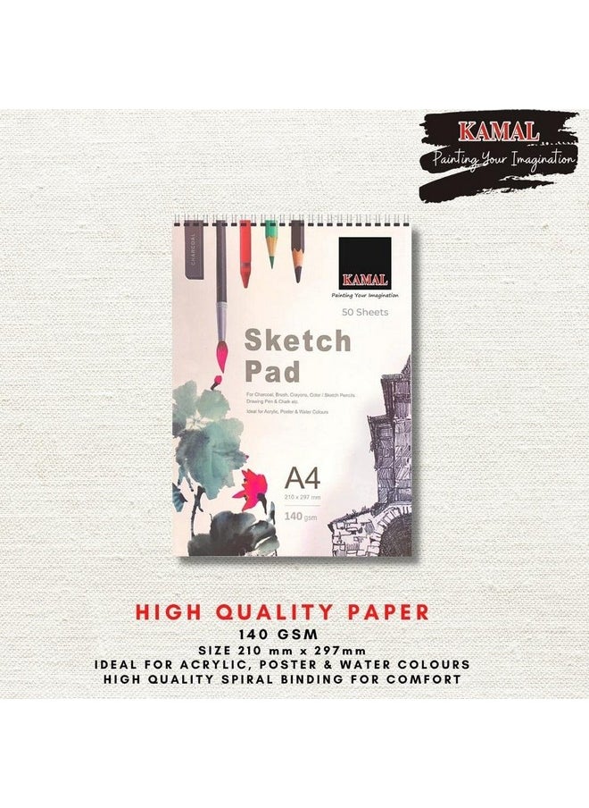Kamal KAMAL Drawing and Sketch Pad for Artists, 120LB/140GSM Drawing pad, 50 Sheets/100 Pages Sketch Book for Alcohol Markers, Solvent Markers, Pencils, Charcoal, Pastels etc. (A4) Great Gift idea!  - Image 4