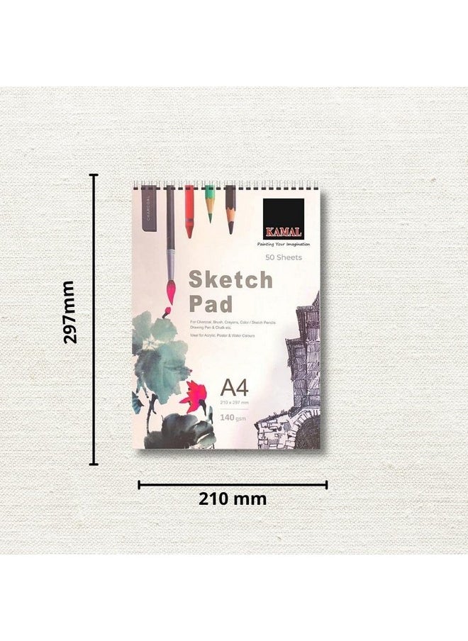 Kamal KAMAL Drawing and Sketch Pad for Artists, 120LB/140GSM Drawing pad, 50 Sheets/100 Pages Sketch Book for Alcohol Markers, Solvent Markers, Pencils, Charcoal, Pastels etc. (A4) Great Gift idea!  - Image 2