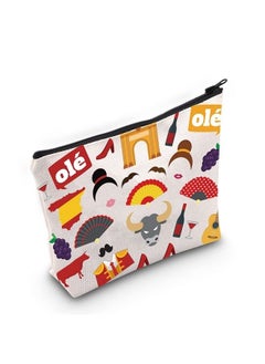 LEVLO Spain Travel Gift Flamenco Theme Zipper Pouch Bag Spanish Souvenir Gift Matador Merch (ole)  - Image 1