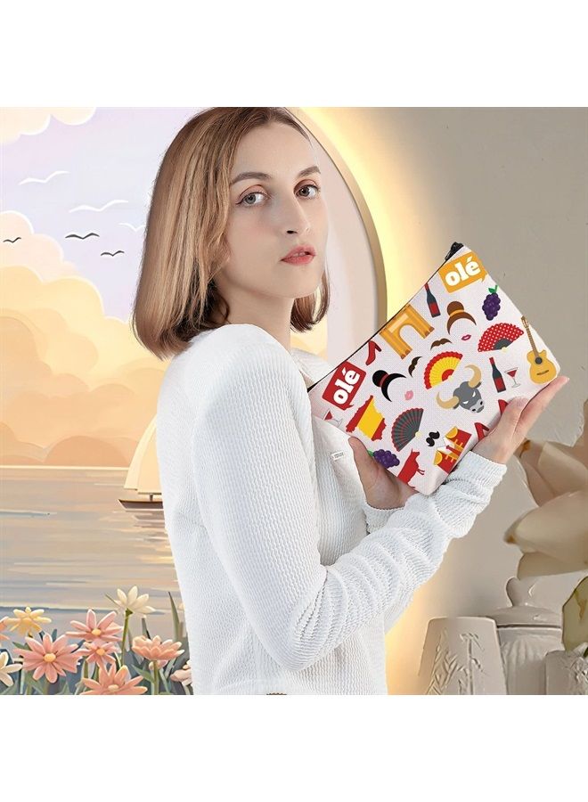 LEVLO Spain Travel Gift Flamenco Theme Zipper Pouch Bag Spanish Souvenir Gift Matador Merch (ole) - Image 5