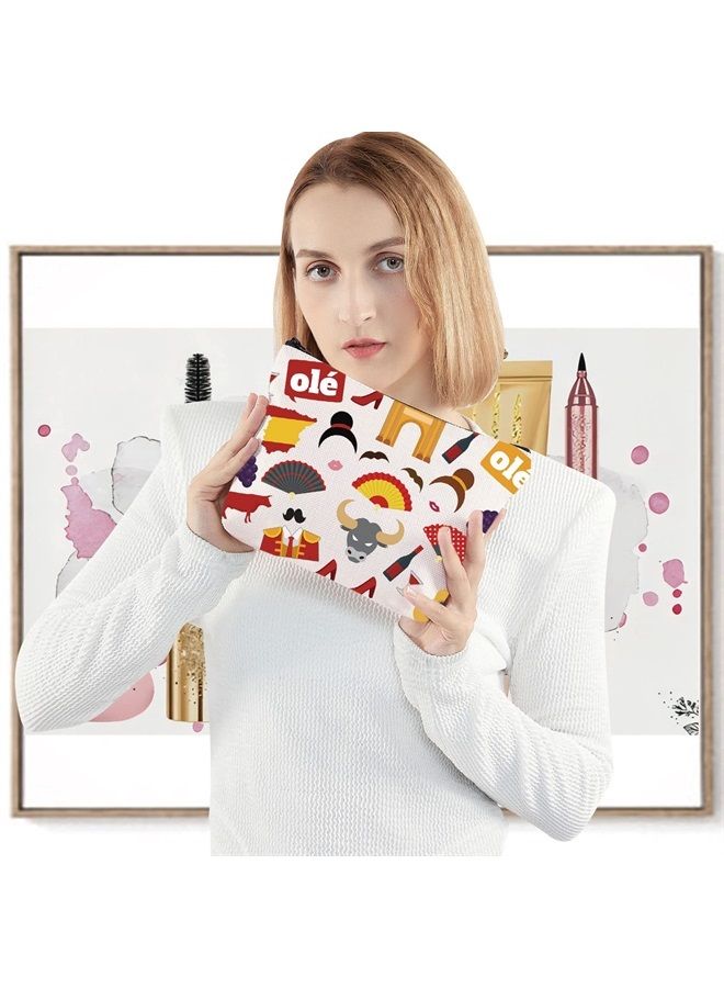 LEVLO Spain Travel Gift Flamenco Theme Zipper Pouch Bag Spanish Souvenir Gift Matador Merch (ole) - Image 4