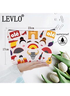 LEVLO Spain Travel Gift Flamenco Theme Zipper Pouch Bag Spanish Souvenir Gift Matador Merch (ole)  - Image 2