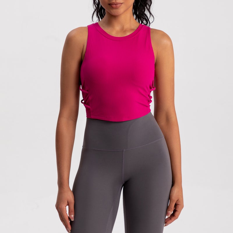 Athena Lulu Padded Sports Bra Yoga Fitness Tank Rose red