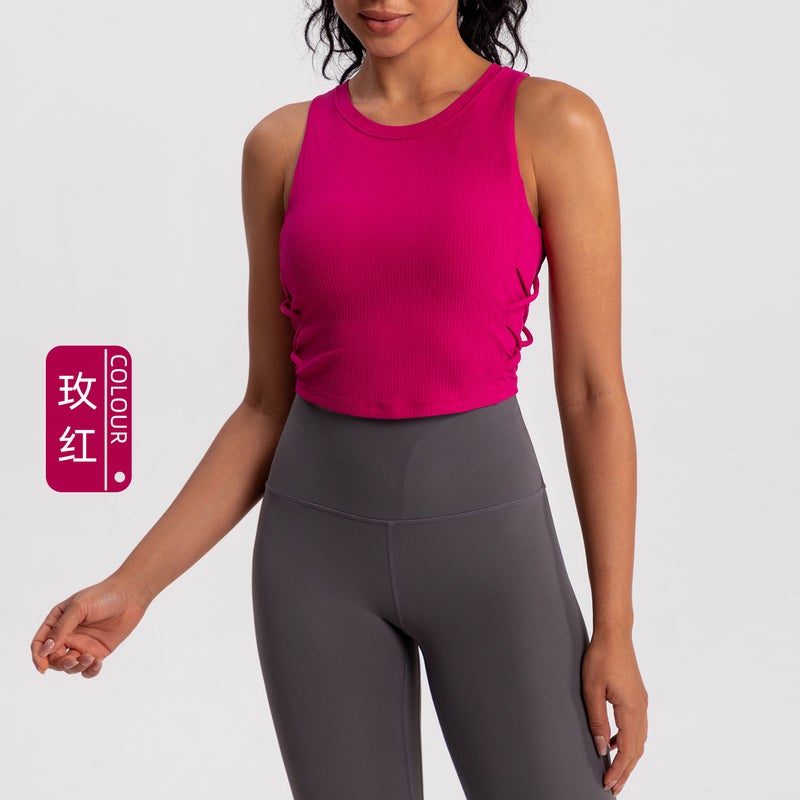 Athena Lulu Padded Sports Bra Yoga Fitness Tank Rose red