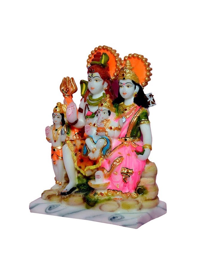 FABZONE Marble Dust Lord Shiv Parivar Statue Shiv Parwati Murti, Multicolor, 8.5 Inches, 1 Piece - Image 2