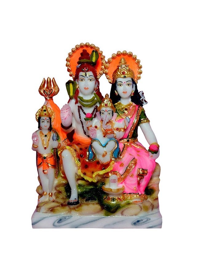 FABZONE Marble Dust Lord Shiv Parivar Statue Shiv Parwati Murti, Multicolor, 8.5 Inches, 1 Piece - Image 1