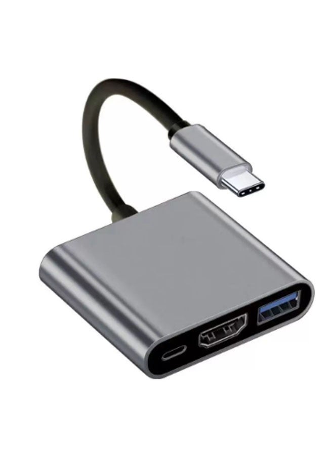 CX Type-C to HDMI/USB/USB-C 3-in-1 HDMI 4K Hub/Splitter, Type-C to HDMI Docking Station HD (Gray) - Image 1