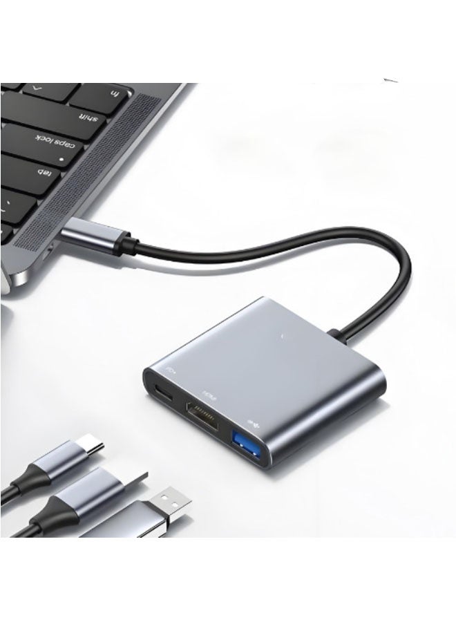 CX Type-C to HDMI/USB/USB-C 3-in-1 HDMI 4K Hub/Splitter, Type-C to HDMI Docking Station HD (Gray) - Image 2