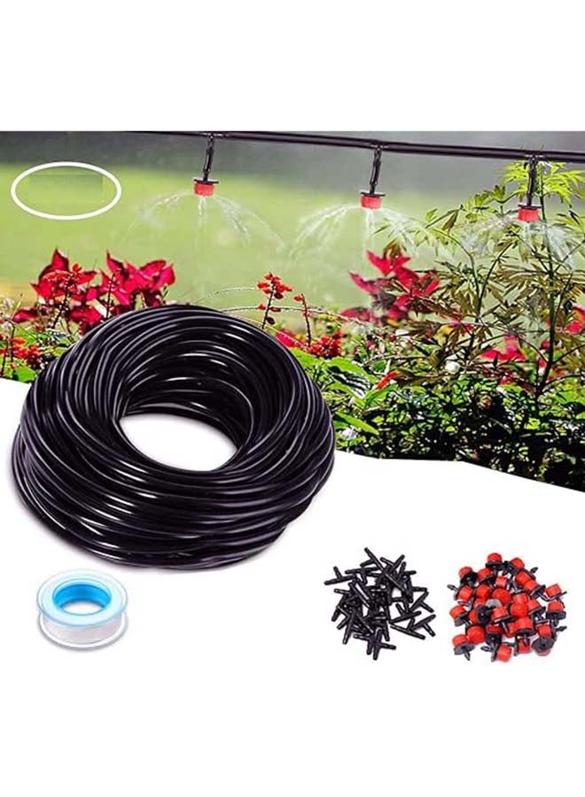 Generic DIY Crafts Drip Irrigation Kit 10mtr Pipe+T/Tee Anti-Clogging Degrees Adjustable Irrigation Sprinklers Heads 1/4 Inch Drip Irrigation Nozzle Emitter Gardens Meadows Emitter/Dripper (40x, Head Kit) - Image 1