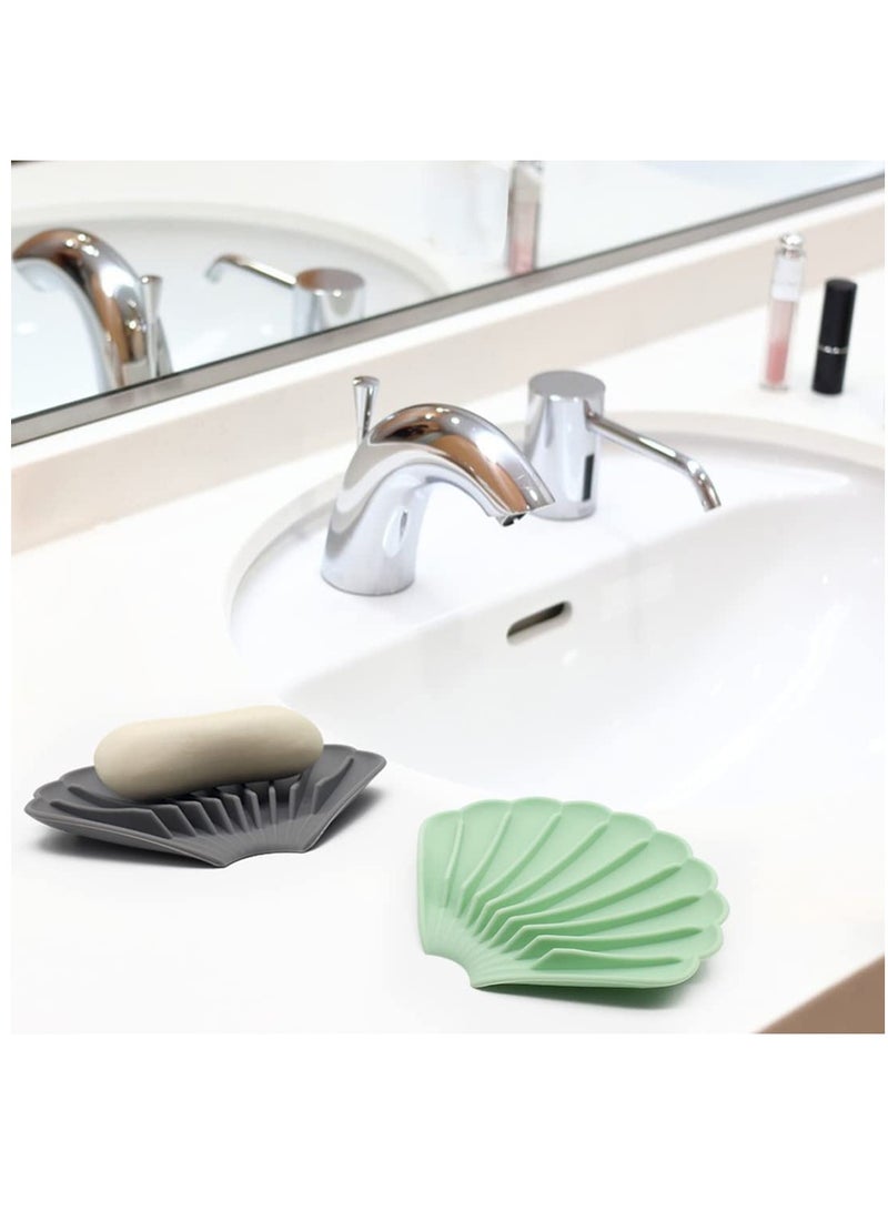 Excefore Self Draining Soap Dishes, Premium Silicone Soap, Bathroom, Kitchen, Bath Tub, Easy Cleaning,Keep Soap Bars Dry Clean,Extend Soap Life(Gray,Green,White), 3 Pcs - Image 5