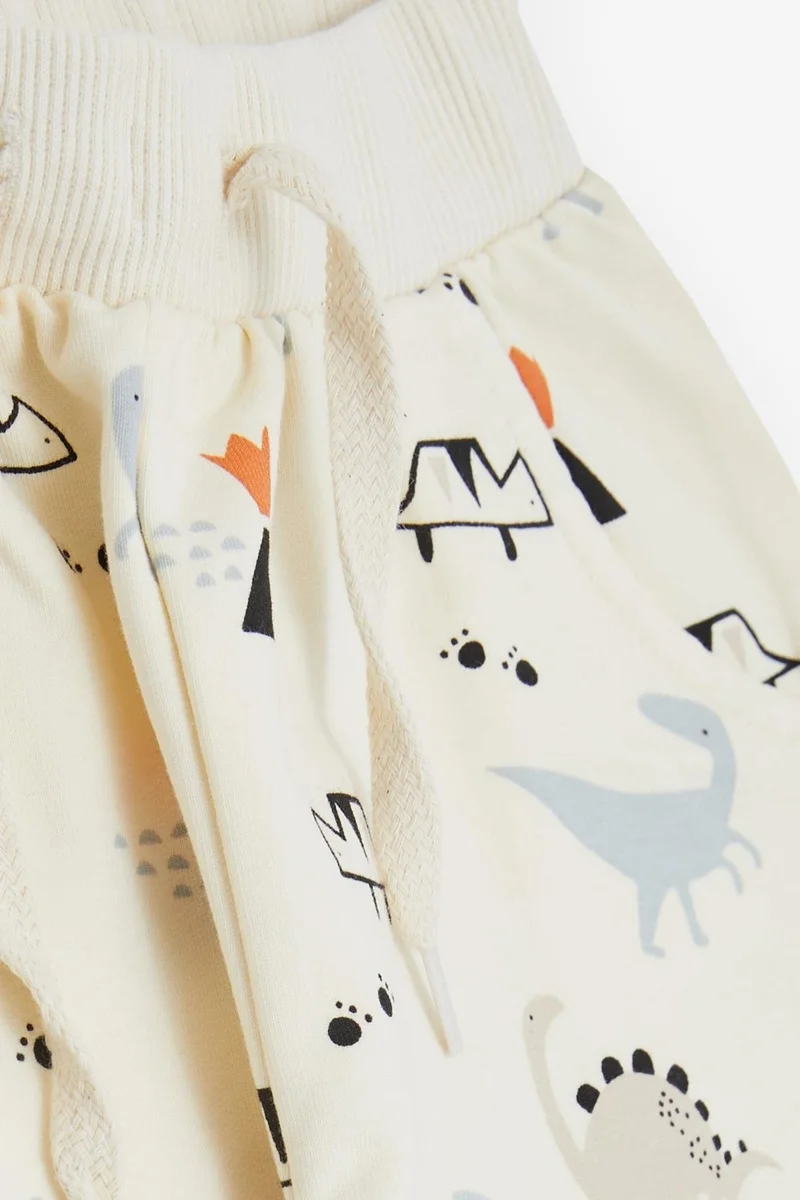 Breeze Boy's Sweatpants Dinosaur Printed Pocket Lacing Accessory Cream (1-4 Years)