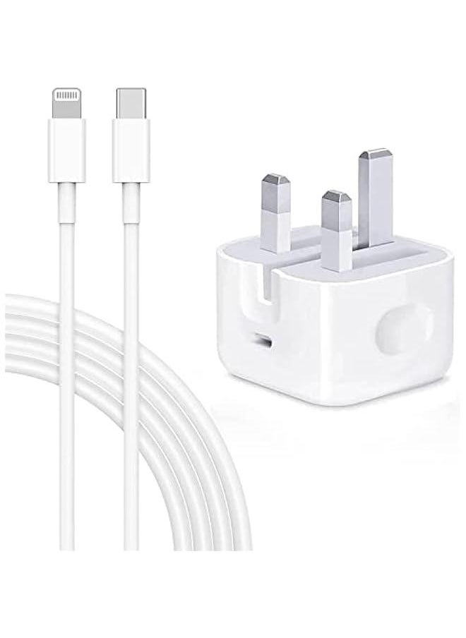 Generic - 【Apple MFi Certified】 iPhone 20W PD Fast Charger, Type C Power Block Wall Charger Plug Adapter 1-M USB-C to Lightning Cable 14 13 12 11 Pro Mini XS XR X, iPad, AirPod, white, Q1 (VR-001Z) - Image 1