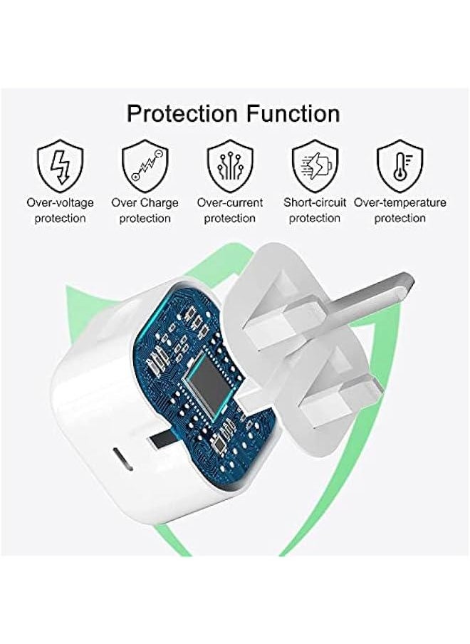 Generic - 【Apple MFi Certified】 iPhone 20W PD Fast Charger, Type C Power Block Wall Charger Plug Adapter 1-M USB-C to Lightning Cable 14 13 12 11 Pro Mini XS XR X, iPad, AirPod, white, Q1 (VR-001Z) - Image 1