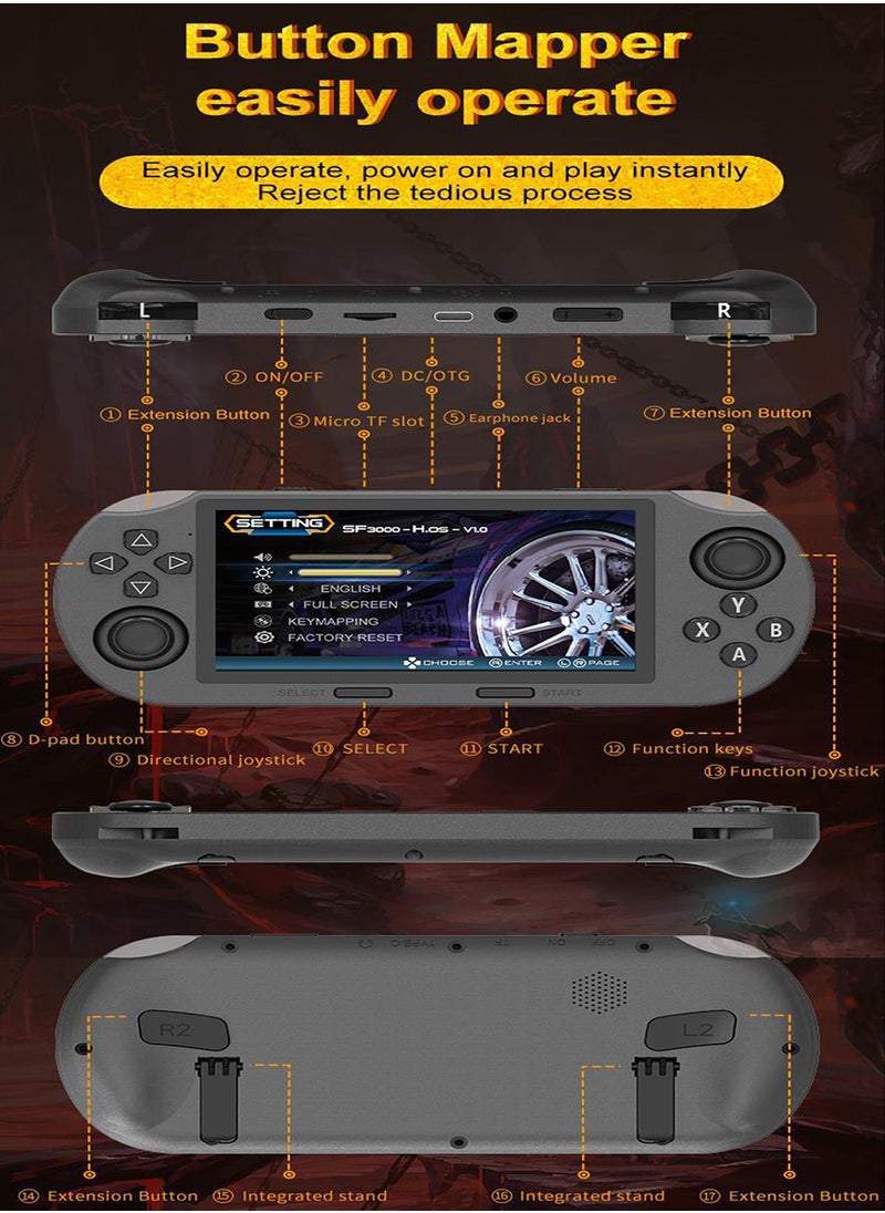 HANAMICHI - Handheld Game Console 4.5 Inch IPS Large Screen Video Game Console Classic Action Game Console 10000+ Games Rechargeable Video Player 3000mAh Large Capacity Battery, Birthday Gift - Image 1