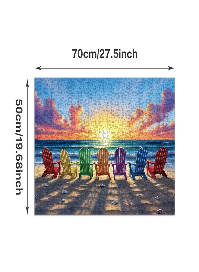 Cafly Jigsaw Puzzles for Adults 1000 Pieces - Summer Day on The River Puzzle Challenging Fun Puzzles, Gift for Adult Puzzle Lovers, Family Game, Colorful Beach Chair C0819 - Image 4