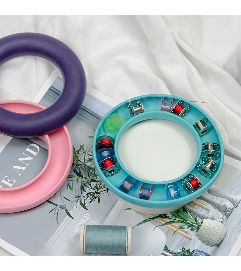 1 Pc Random Color Silicone Sewing Machine Shuttle Core Storage Box Suitable For Handmade Diy Sewing Enthusiasts Compact Household Organizer - Image 2