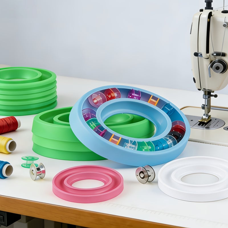 1 Pc Random Color Silicone Sewing Machine Shuttle Core Storage Box Suitable For Handmade Diy Sewing Enthusiasts Compact Household Organizer - Image 1