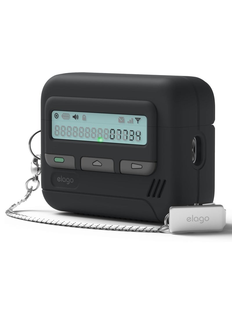 Elago Pager Hang compatible with AirPods Pro 3 (2025) 3rd Generation Shock Resistant, Full Protection, with Lanyard - Black - Image 1