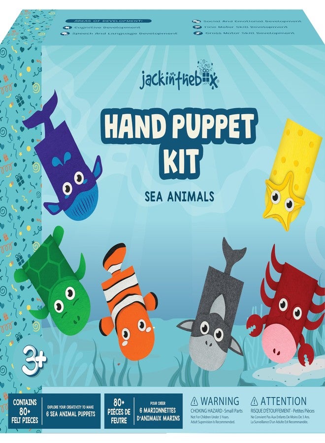 jackinthebox Hand Puppet Making Kit - 6 Sea Animals Felt Puppet Craft Kit for Kids, Creative DIY Arts & Crafts Kit Make Your Own Puppets for Storytelling Role Play, Great Craft Gifts for Kids Ages 4-8 - Image 1