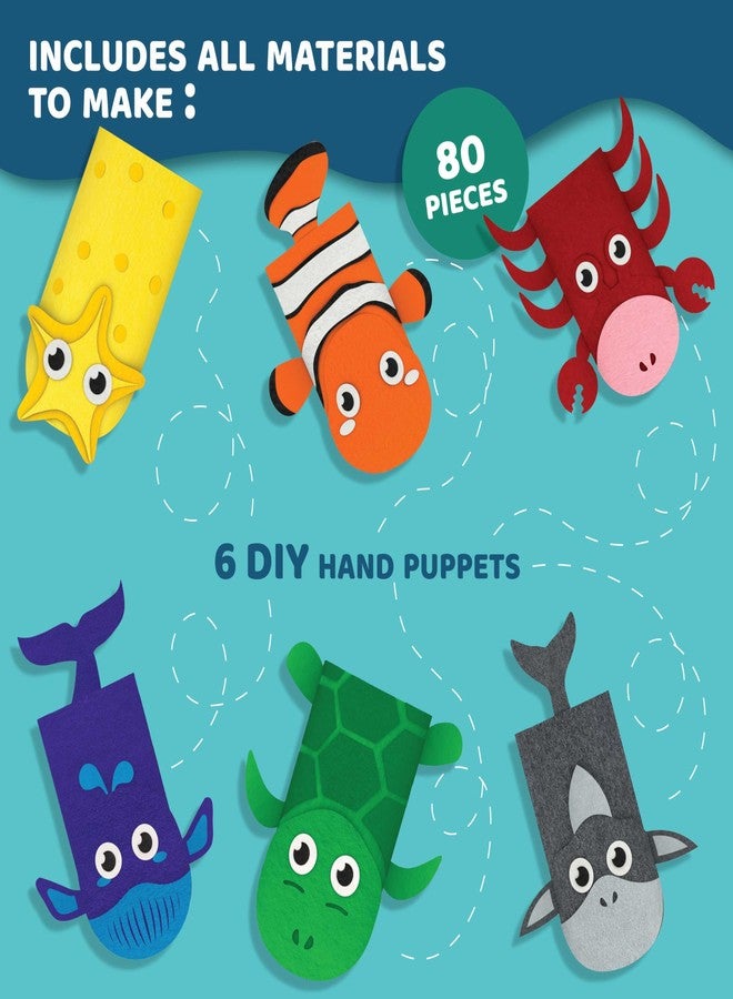 jackinthebox Hand Puppet Making Kit - 6 Sea Animals Felt Puppet Craft Kit for Kids, Creative DIY Arts & Crafts Kit Make Your Own Puppets for Storytelling Role Play, Great Craft Gifts for Kids Ages 4-8 - Image 2