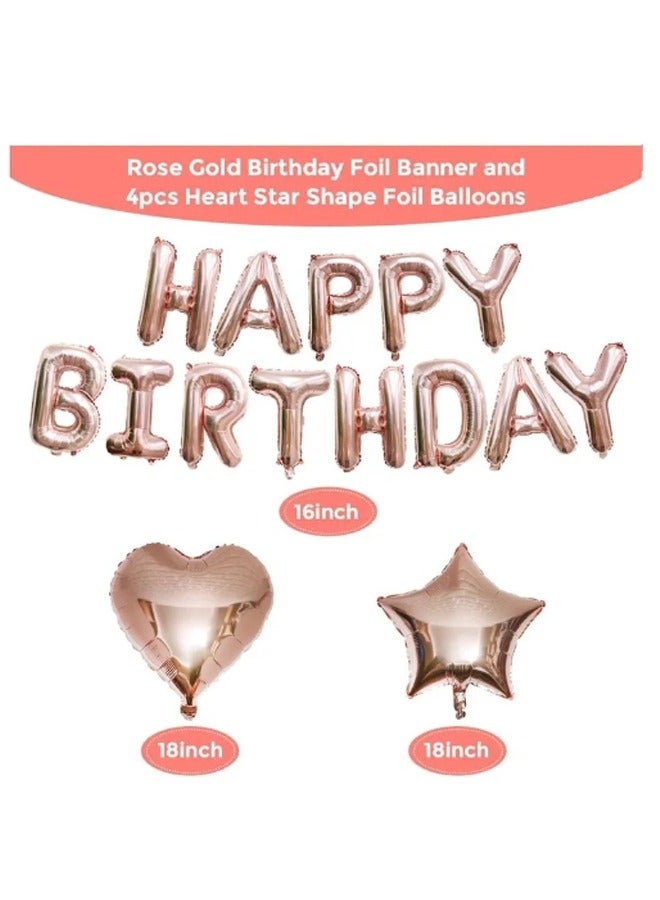 Zeemey Rose Gold Birthday Party Decoration Balloon Arch Garland Set with Happy Birthday Balloon Banner, Foil Balloon, Fringe Curtain, Tablecloth and Ribbon - Image 5