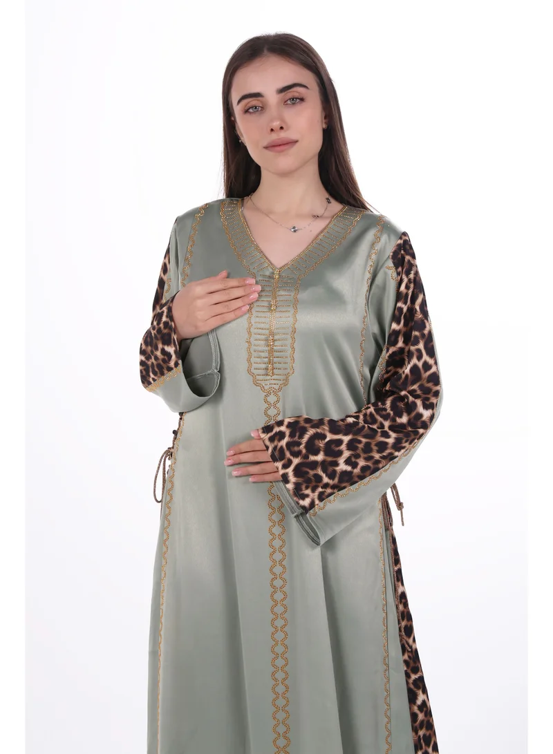 Al Bent Al Sharqieh Mint Green women satin jalabiya dress for Women | Best Price UAE