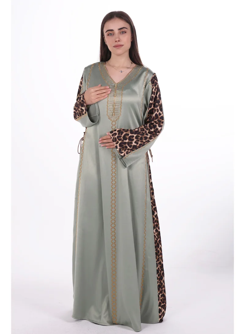 Al Bent Al Sharqieh Mint Green women satin jalabiya dress for Women | Best Price UAE
