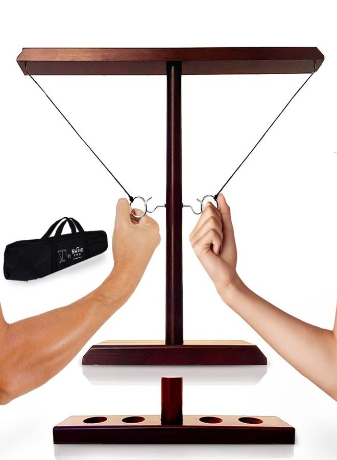 Swooc Games® - Battle Hooks XL Hook and Ring Game with Ladder - 20 Second Set Up - Hook and Ring Toss Game for Adults - Wooden Ring Hook Tossing Game - Tabletop Ring Hook Game - Image 1