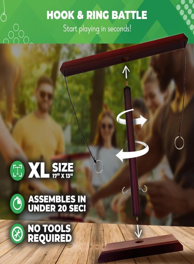 Swooc Games® - Battle Hooks XL Hook and Ring Game with Ladder - 20 Second Set Up - Hook and Ring Toss Game for Adults - Wooden Ring Hook Tossing Game - Tabletop Ring Hook Game - Image 2