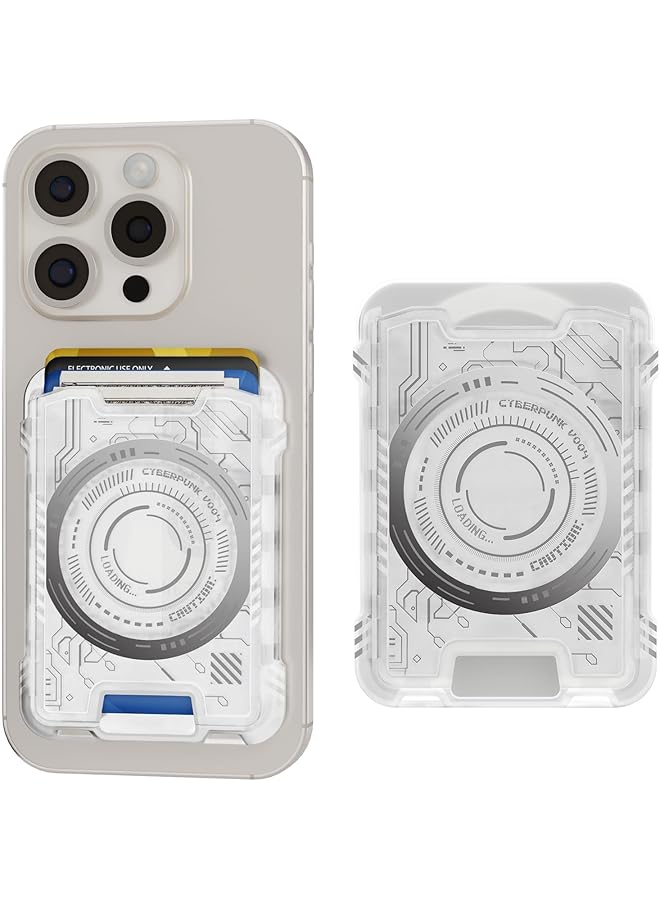 Green Tiger Cyberpunk Futuristic Mag-Safe Wallet, Magnetic Phone Wallet with RFID Protection, Holds 3 Cards, for iPhone 17/16/15/14/13 Series (Excludes Mini Models), Sleek White Design - Image 1