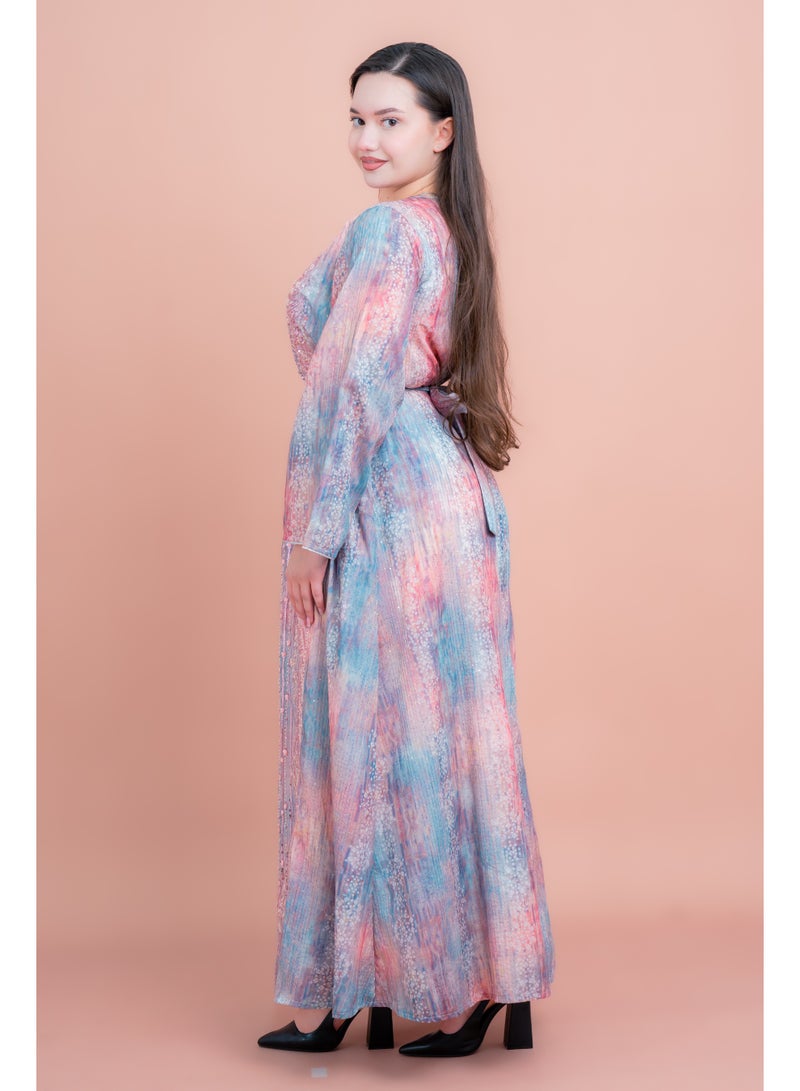 IKKXA Radiant Embroidery Jalabiya IK4016 Pink - Image 4