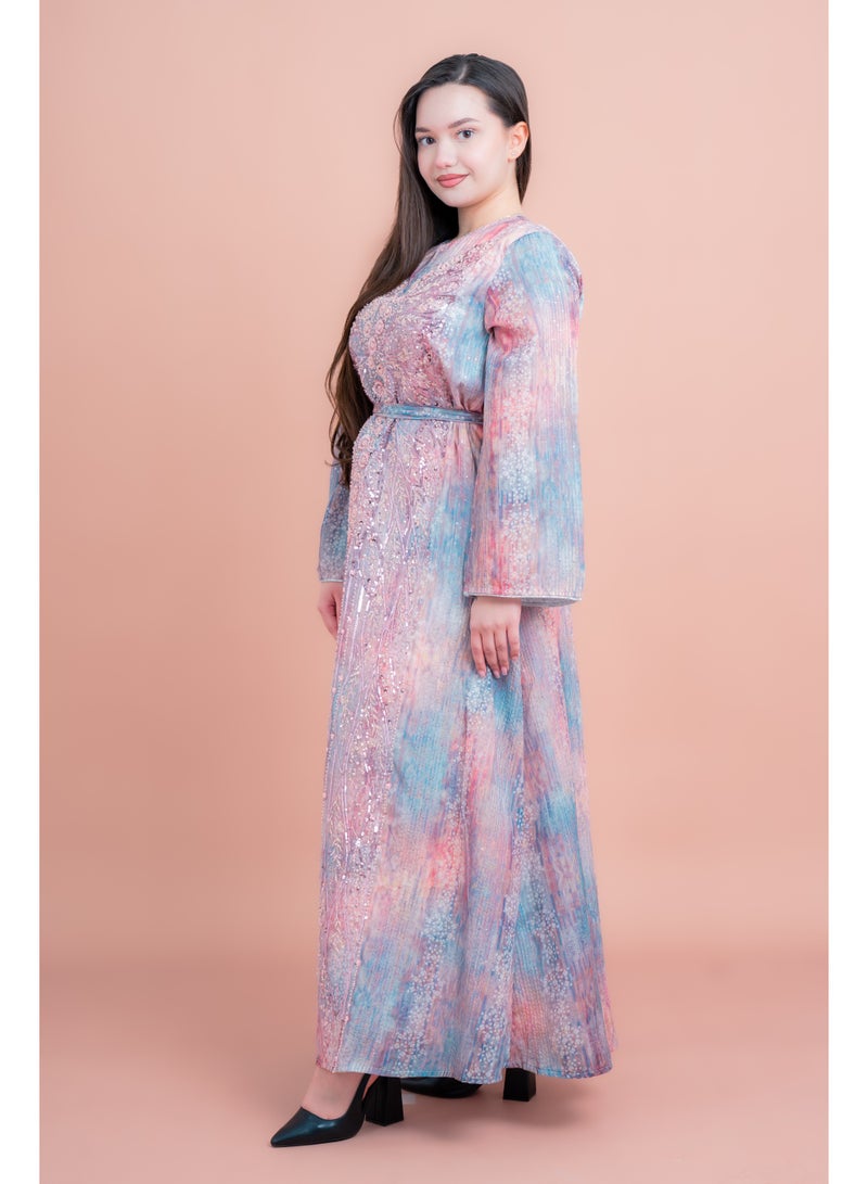 IKKXA Radiant Embroidery Jalabiya IK4016 Pink - Image 2