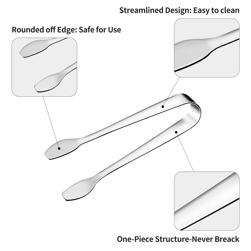 SOLEADER Mini Serving Tongs, Small Serving Utensils for Catering, Kitchen Tongs, Food-Grade Premium 304 Stainless Steel Tongs, Heavy Duty (4.5" Appetizer Tongs) - Image 4