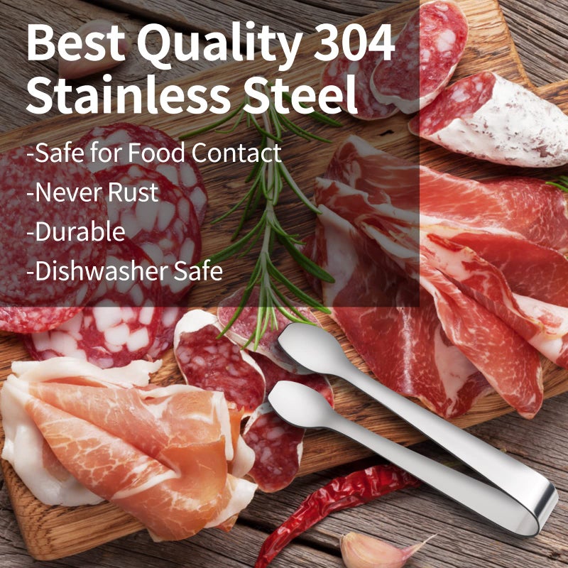 SOLEADER Mini Serving Tongs, Small Serving Utensils for Catering, Kitchen Tongs, Food-Grade Premium 304 Stainless Steel Tongs, Heavy Duty (4.5" Appetizer Tongs) - Image 3