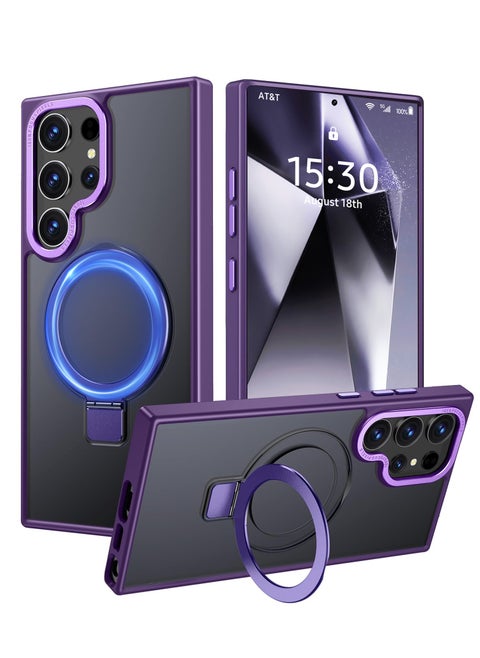 for Samsung S24 Ultra Case, Compatible with MagSafe, Magnetic Cover with Invisible Stand, Translucent Matte Back Shockproof Case, Slim Full Protection Phone Case for Galaxy S24 Ultra 5G (Purple)