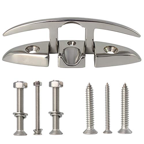VEITHI 316 Stainless Steel Boat Folding Cleat 6 inch, Flip up Dock Cleat for Deck and Boat, Boat Tie Down Cleats Dock Cleats Folding Cleat Rope Cleat Pop Up Cleat Boat Cleats with Fasteners (1 Pack) - Image 1